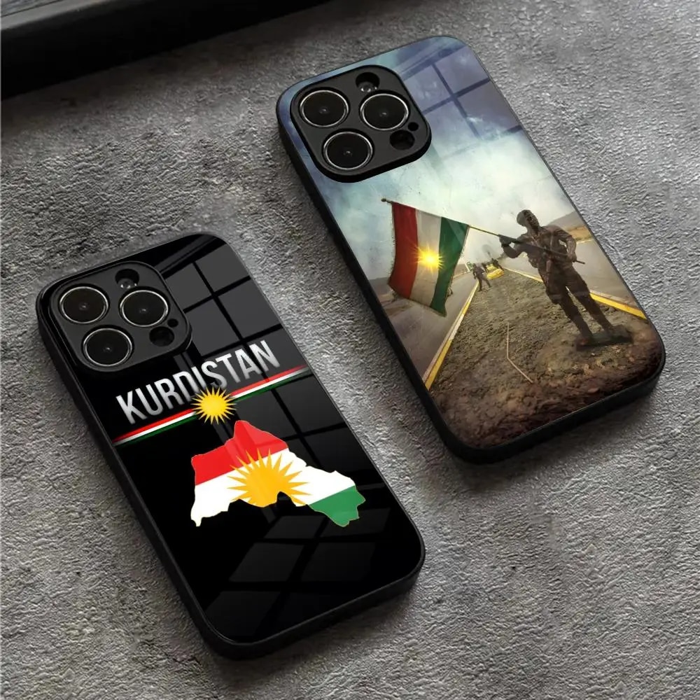 Kurdistan Flag Phone Case For Iphone 15 14 12 11 13 Pro Max Mini X 8 Xr Xs 7 Puls Glass