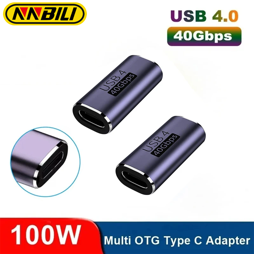 NNBILI Super Speed 40Gbps USB4 Type C Female to Female 100W Power Data 8K Video Adapter Extender for Laptop Phone with
