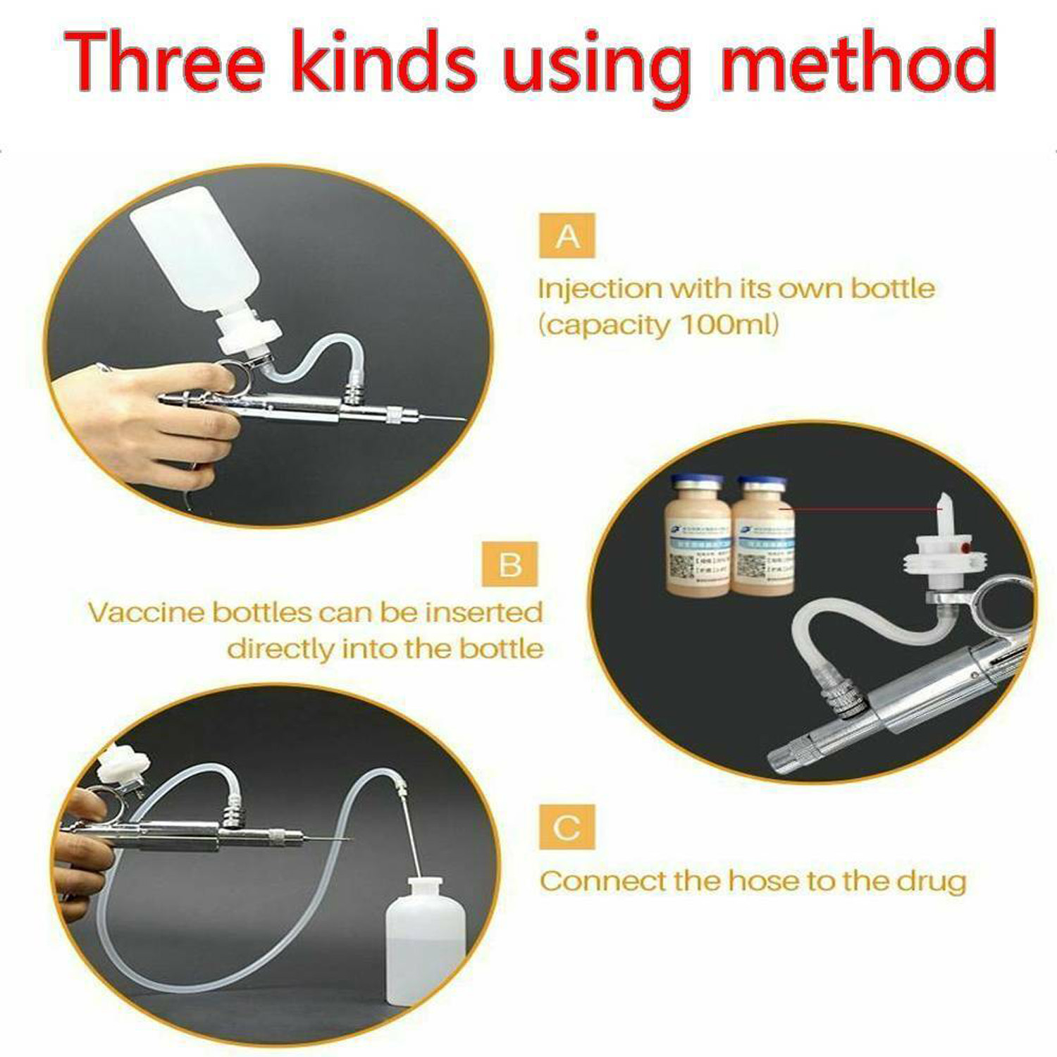 Livestock Adjustable Automatic Continuous Syringe Veterinary Injection Gun Equipment - Injection Gun 0-5ml. 
