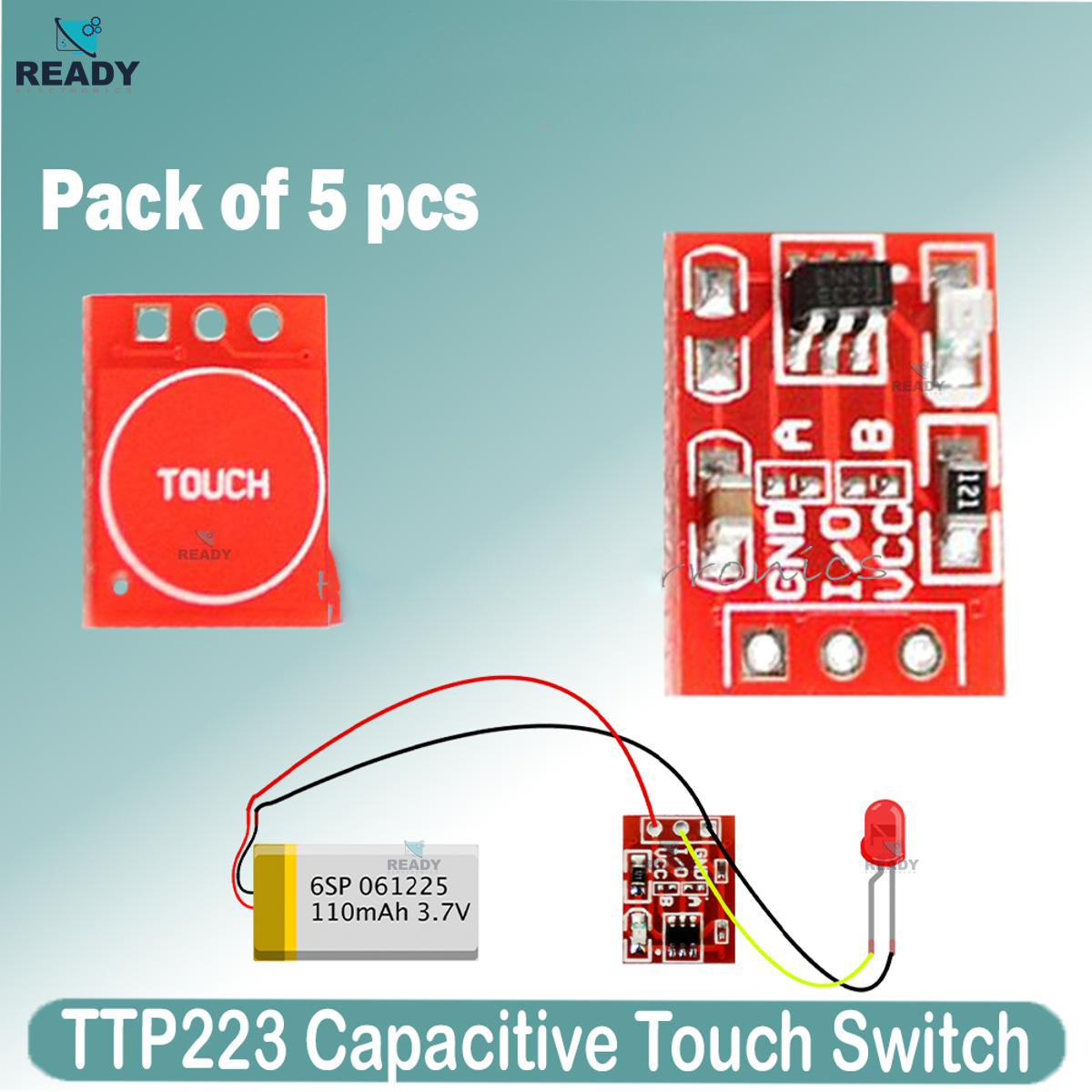 TTP223 Capacitive Touch Switch Button Self-Lock Module for Arduino Touch Switch Sensor Single Channel- 5pcs