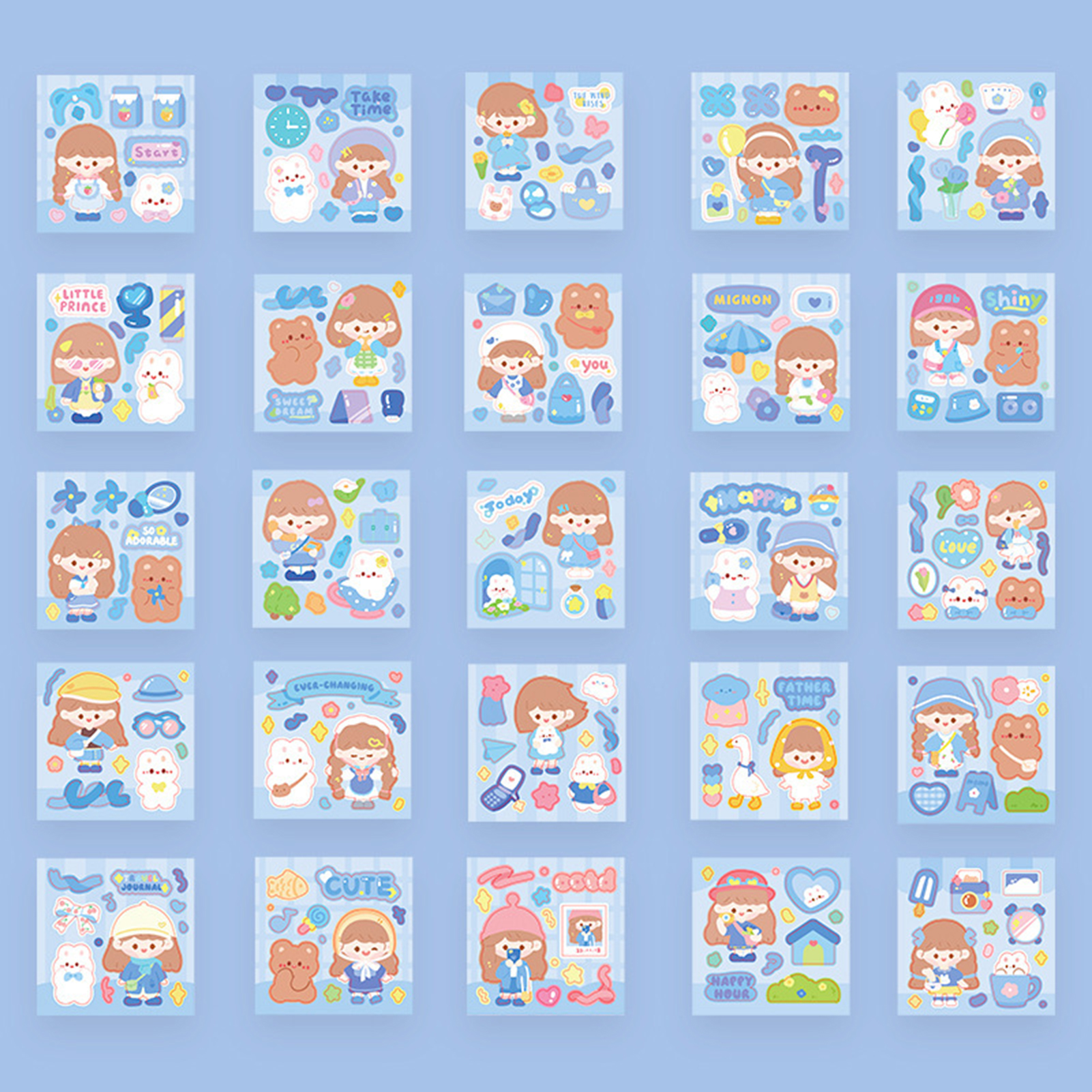 Easy to Remove Stickers 25pcs Cute Stickers Set High-definition Lovely Stickers for Girls Easy to Peel Stick Wide Application Southeast Asian Favorite Cartoon Stickers. 