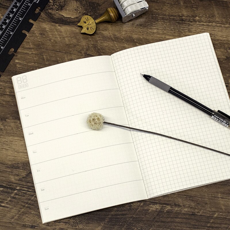【happy one】Kraft cover Notebook Grid Paper KraftBlank Graph 5mm Monthly Plan Plan 32 Sheets A5(null). 