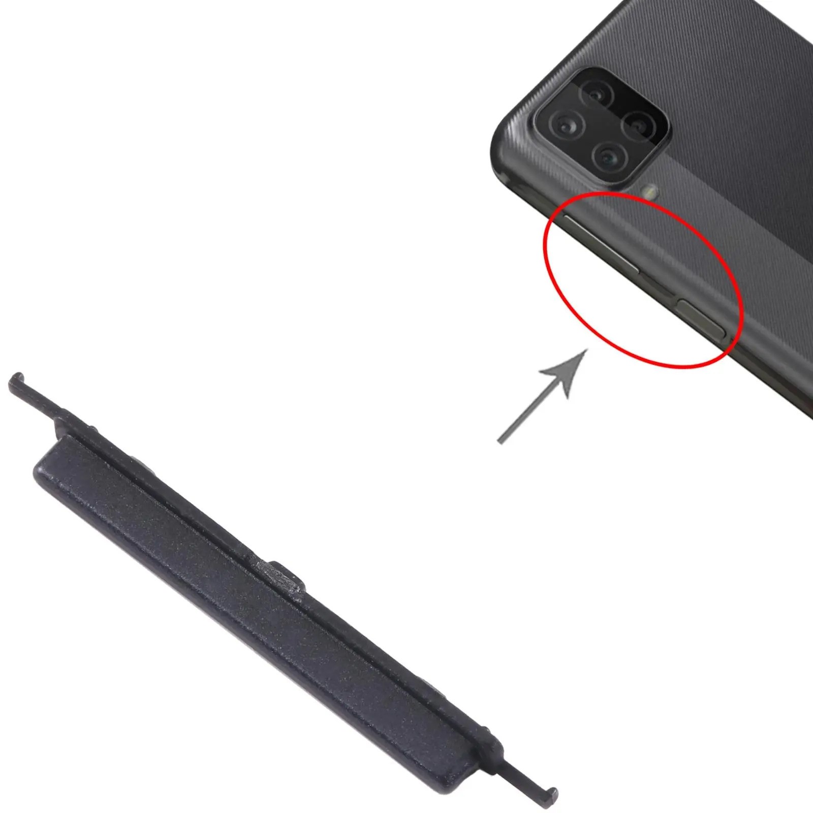 Compatible with Samsung Galaxy A12 SM-A125 External Side Buttons Power On Off + Volume Control Button Outside Side Keys (Black)
