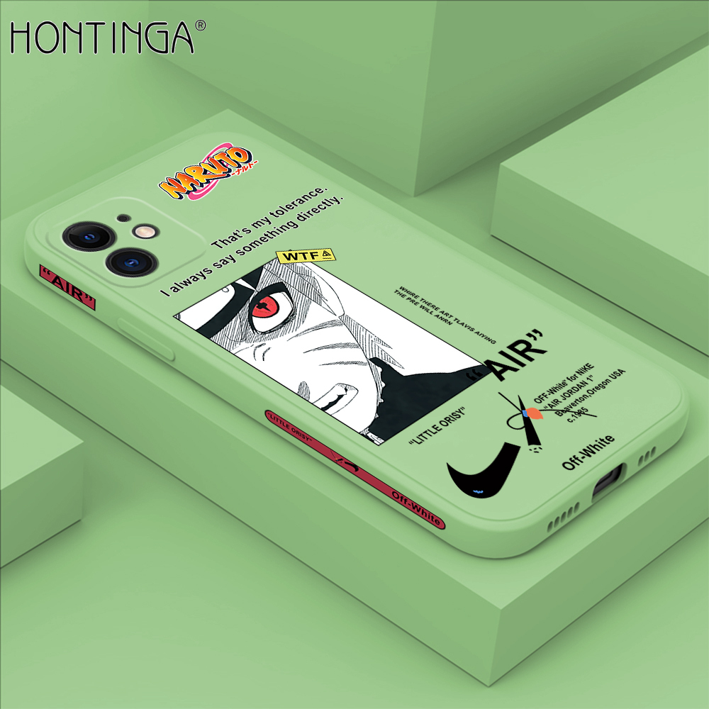 Hontinga for iPhone 11 Case Side Design New Anime Naruto for Boys Back Cover Soft Square Edge Pattern Liquid Silicone Trend Phone Cases. 