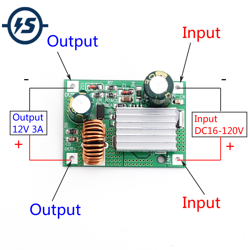 【YIYANGMAOYI111】DC Step Down Module 24V 36V 72V 120V to 12V 3A Power Buck Converter Non-isolated Stabilizer Board