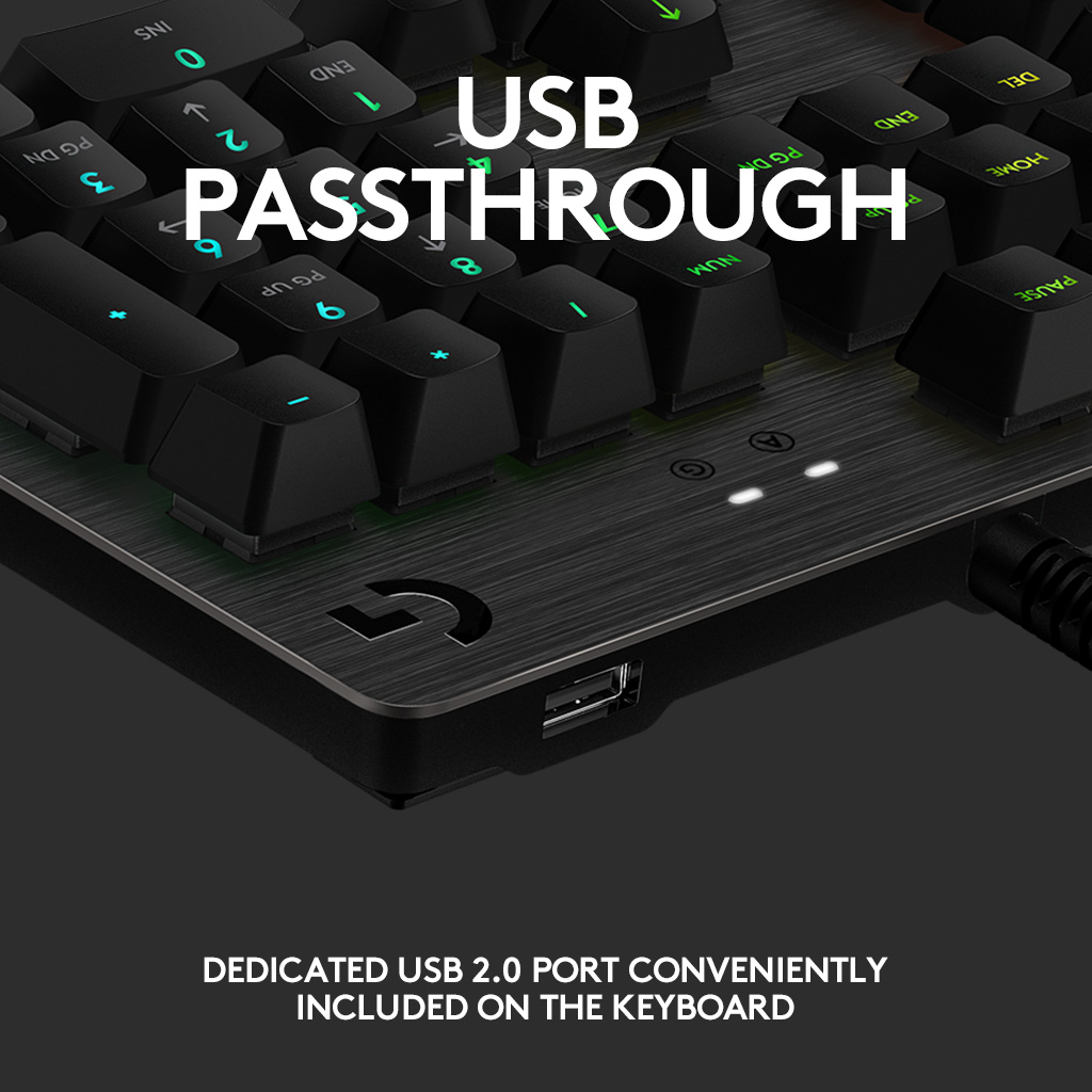 Logitech G512 CARBON RGB Mechanical Gaming Keyboard, GX Blue, USB Passthrough. 