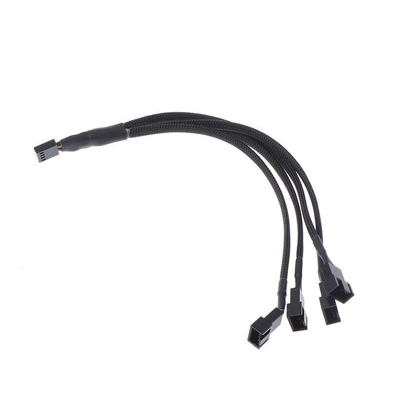 DZS Elec Cavo Splitter Ventole PWM 4pin 1 A 3: Nero, Con Guaina, Lunghezza 27 Cm. Alimenta 3 Ventole Da Una Presa Madre. Controllo Velocità.