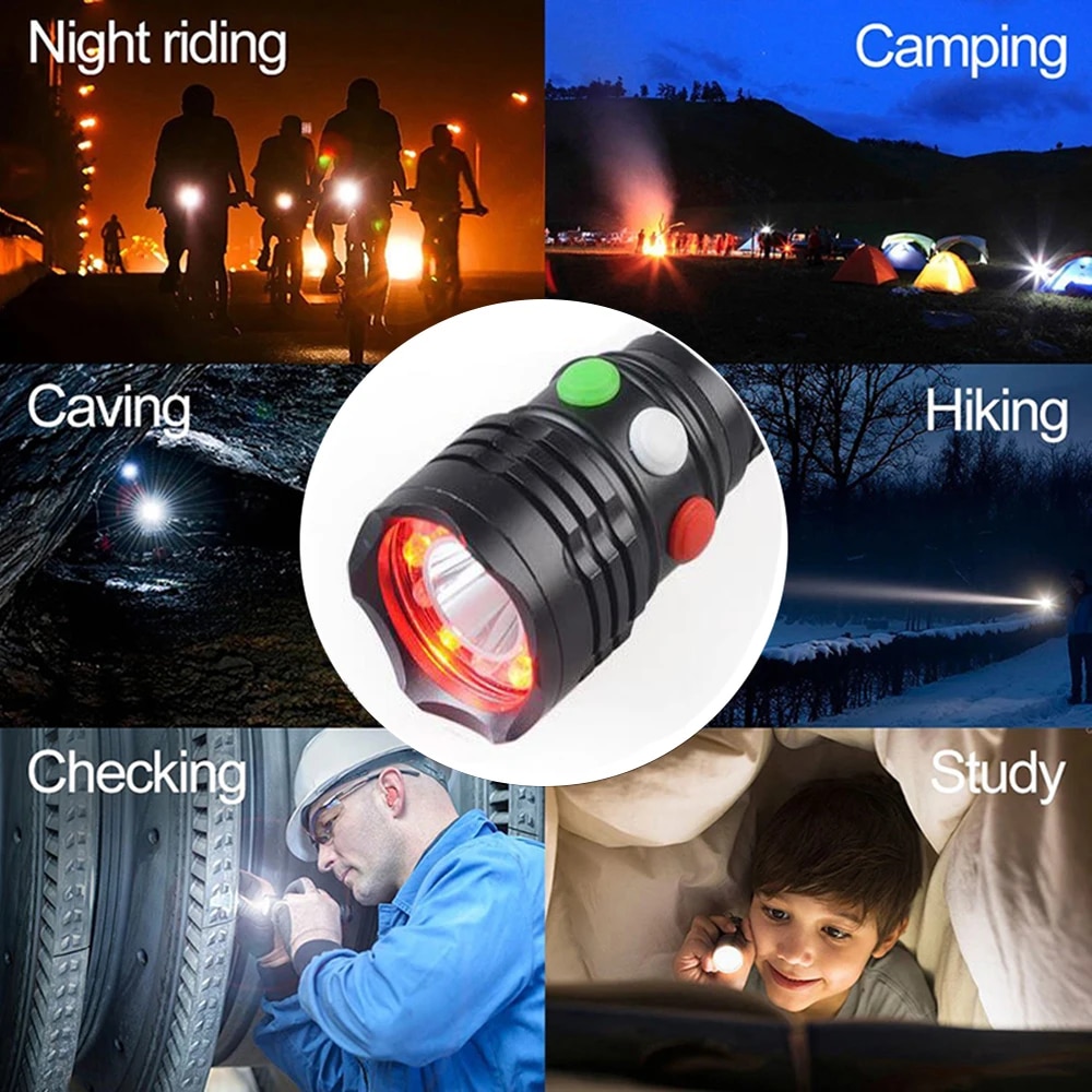 Railway Signal Flashlight Multifunctional Rechargeable Torch Light With Magnet Base Aluminum Hard 3 Color Light Torch. 