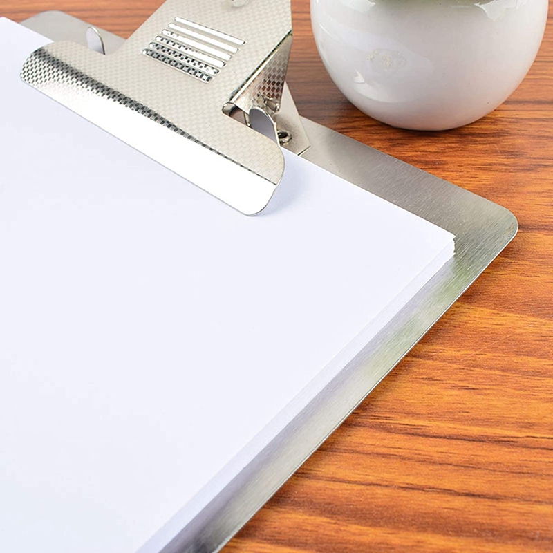 File Folder Metal Clipboard A4 Stainless Steel Clip Board Organizer Binder Board Menu Splint for Office School Teach. 
