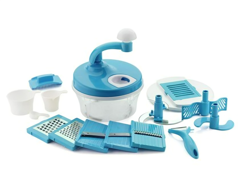 One Stop Shop Chopper, Blender, Atta Maker, Dough Kneader Manual Food Processor (Multicolor) 11 in 1. 