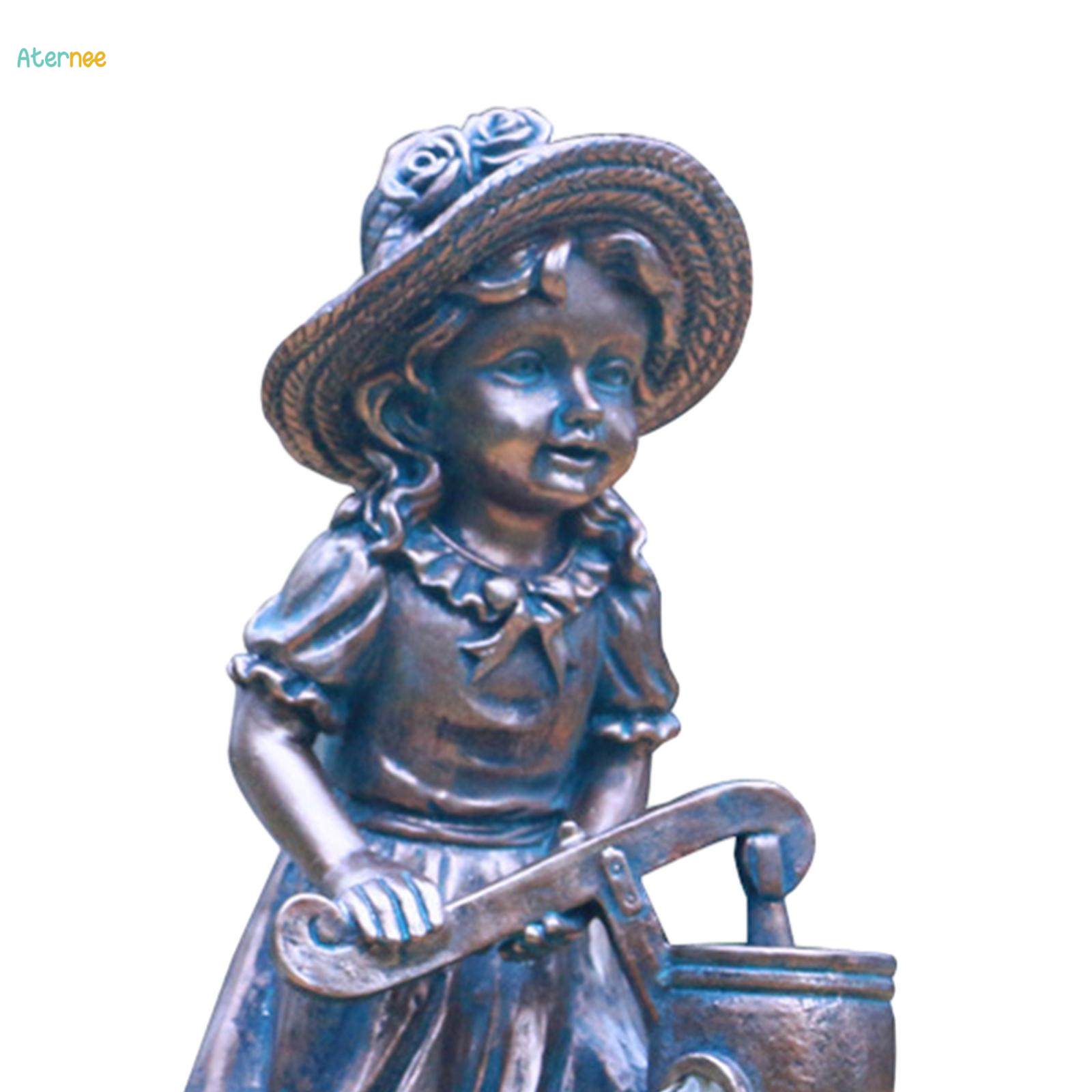 Garden Fetching Statue with Lamp for Outdoor Terrace Multipurpose. 