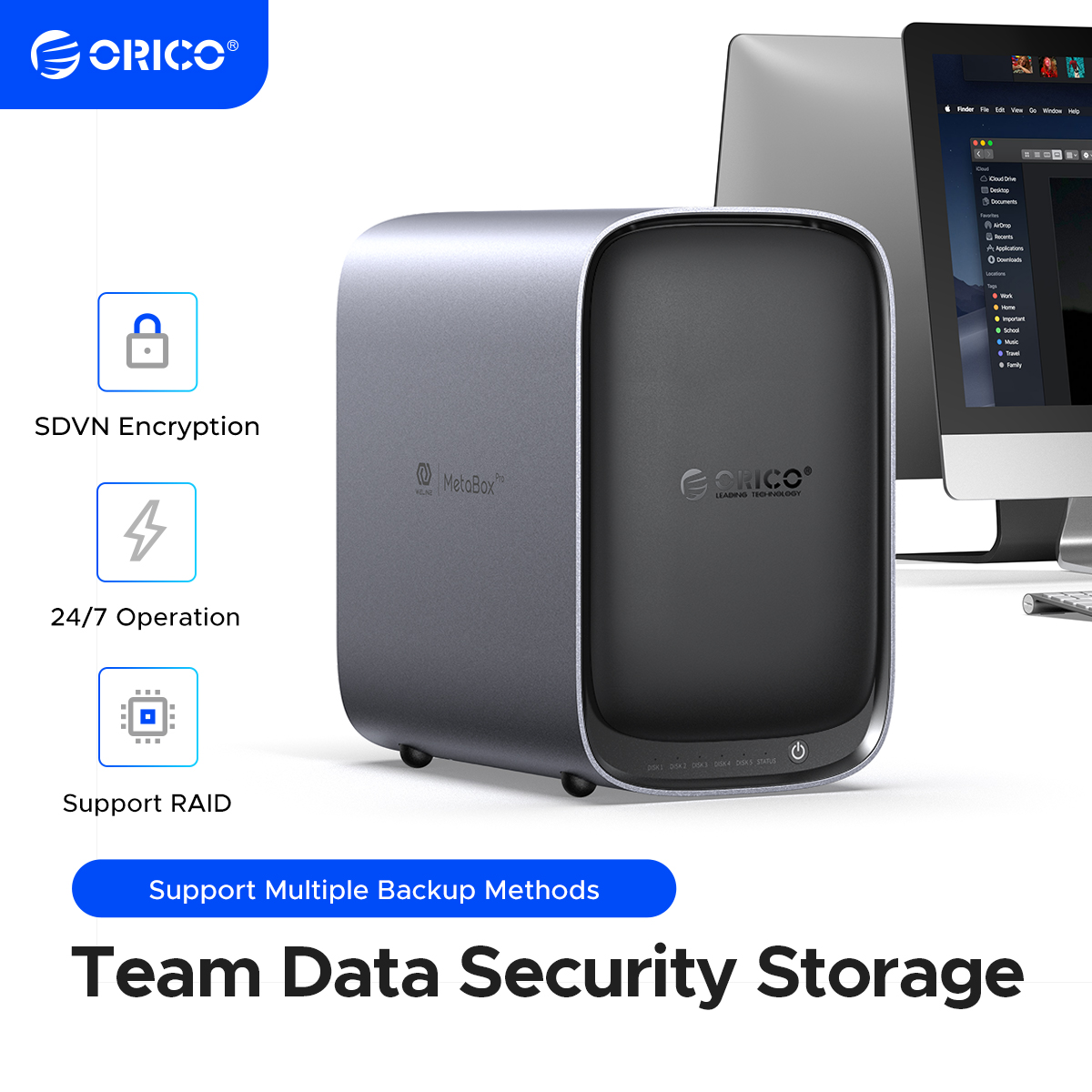 ORICO MetaBox Team Storage 3.5"Type-C Network Attached Storage Support Docker Multi-account Access Security Encryption NAS