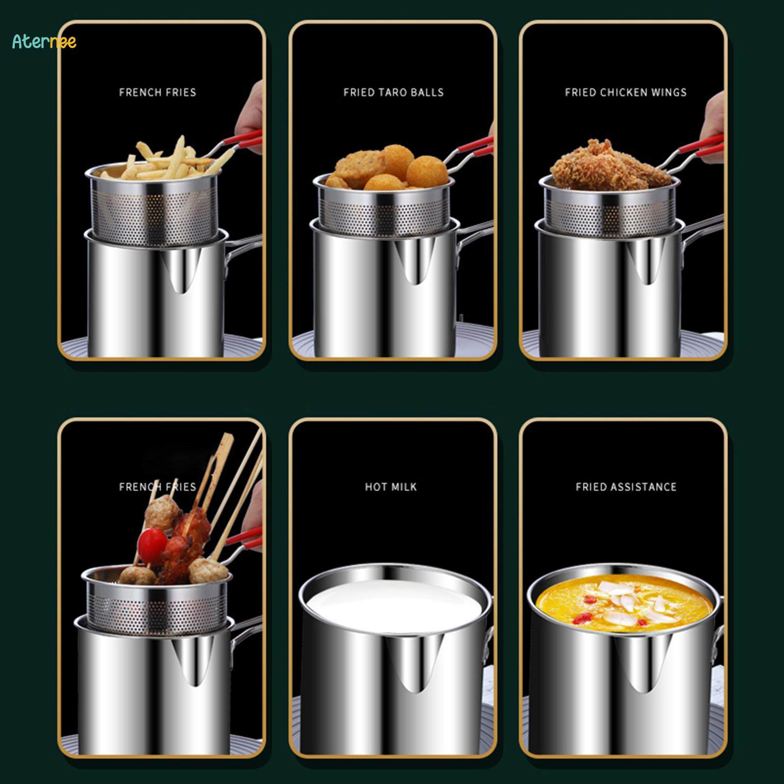 Stainless Steel Deep Fryer Pot ,Small Fryer Pan, Olecranon Type Diversion Port Pot Deep Fry. 