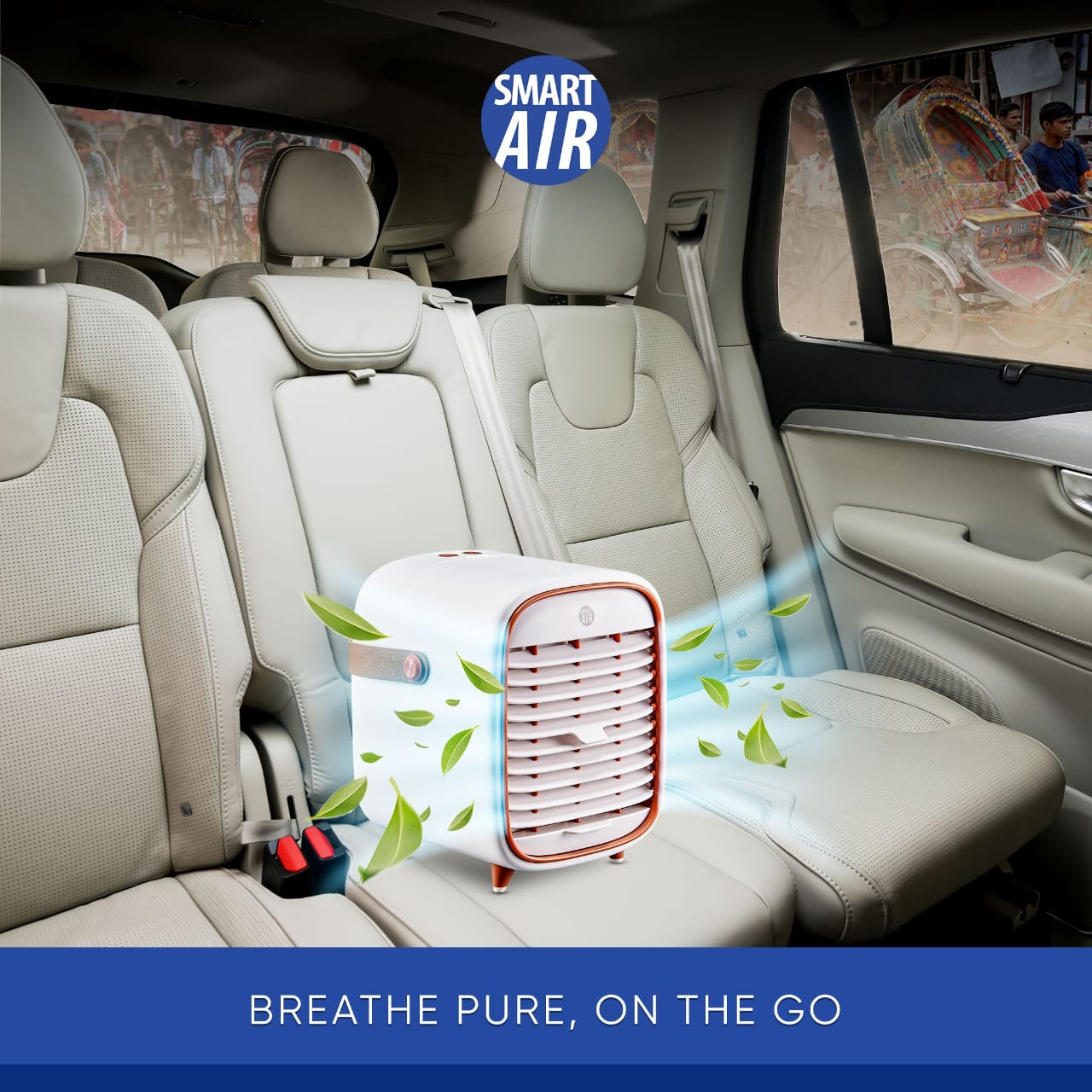 Smart Air QT3 Portable Air Purifier with Cooling Fan with HEPA H11 Filter for Home (no battery) | Air Purifier for Car | Mini Air Purifier for Room and  Office Desk. 