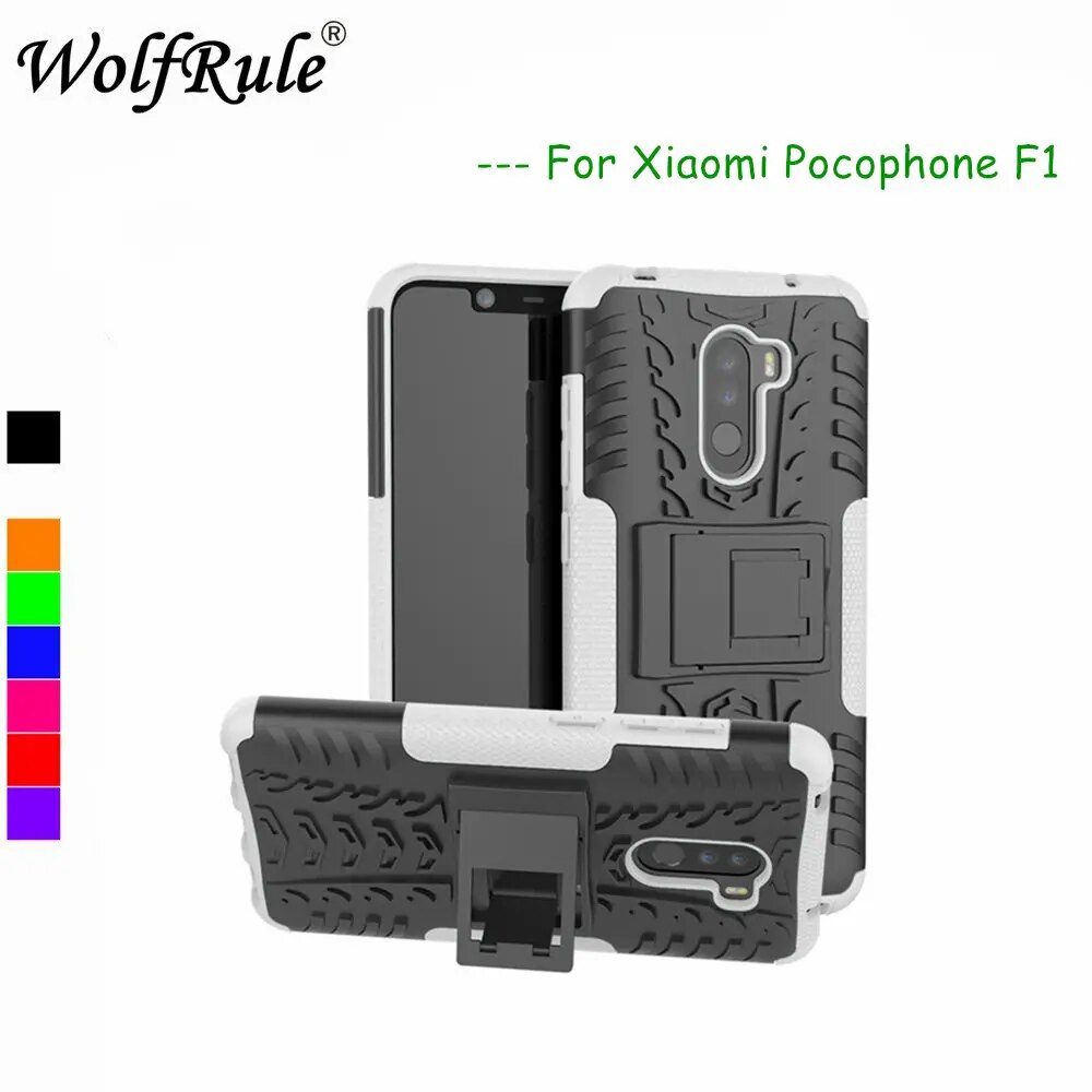 For Xiaomi Pocophone F1 Cases For Xiaomi Poco F1 Cover Dual Layer Armor Back Case For Xiaomi Pocophone F1 Holder Stand Shells