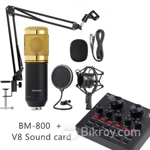 BM800 Professional Microphone Combo with V8 Live Sound Card. 