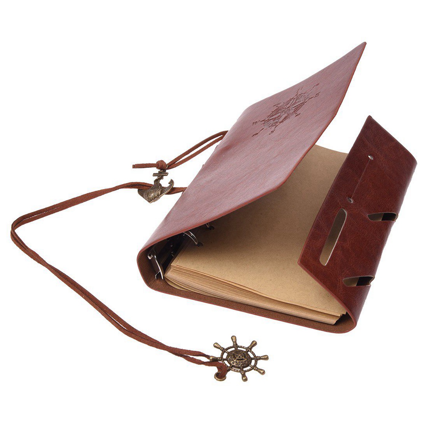 Individual Retro Personality Notebooks Journal Notepads Ring Binder Diary Notebook Light Brown S & Refillable Notebook Journals,A6 Leather Bound Travel Diary Art Drawing Sketchbook Exquisite Product. 