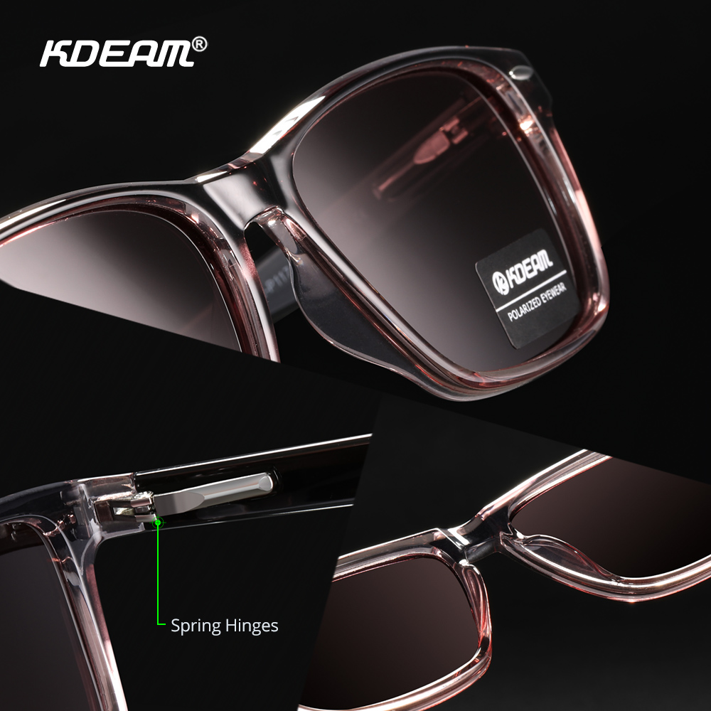 KDEAM All Matching Square Polarized Sunglasses For Men Women TR90 Material Frame Spring Hinges KD398. 