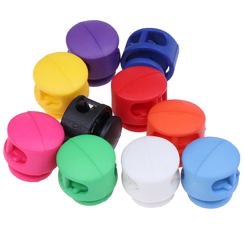 LINGS 10 pcs/lot 2 Hole Toggle Clip Stopper Shoelace Cord Buckles Bag Parts Accessories Multi Colors Plastic Paracord Cord Lock Clamp. 
