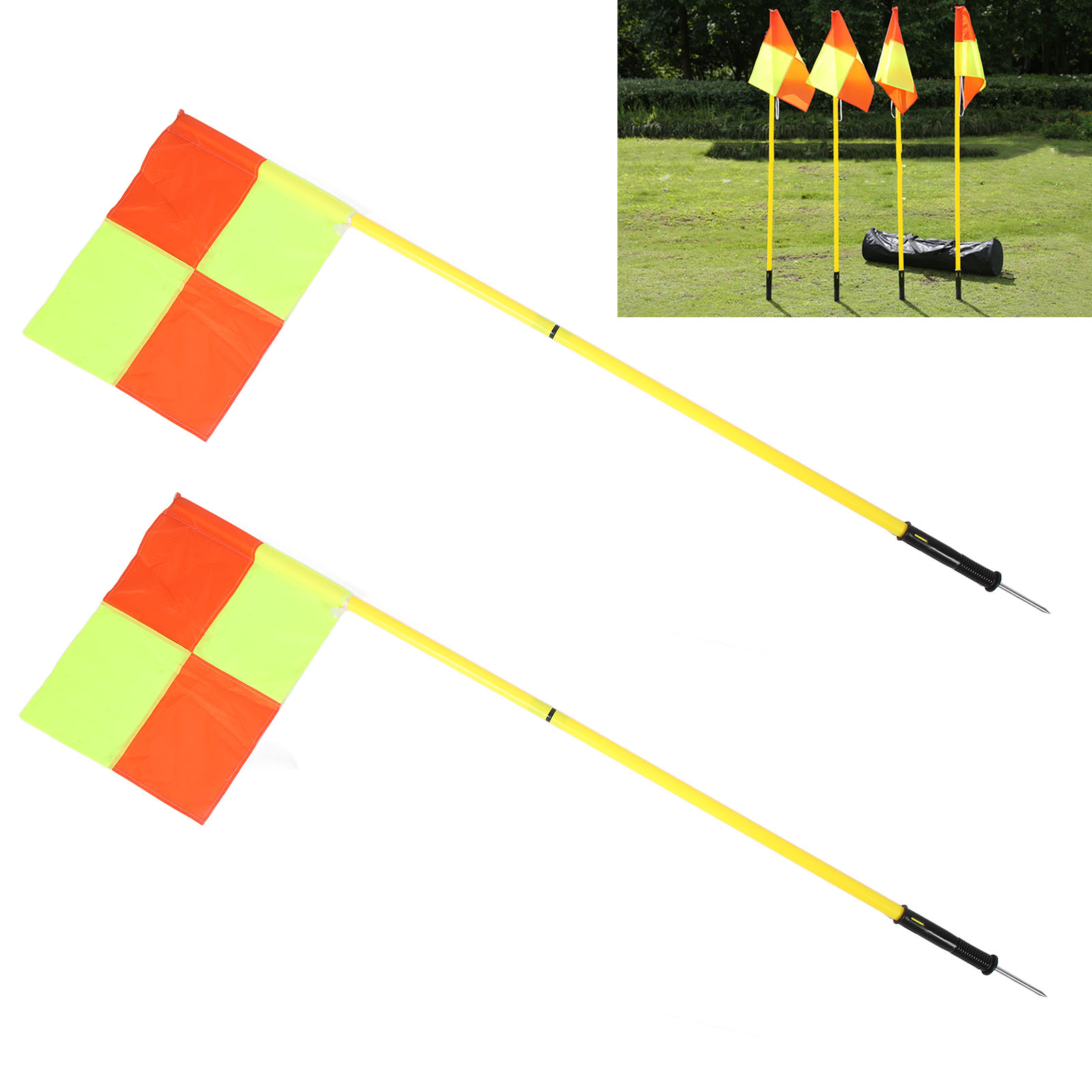 Soccer Flags Poles 2 Section 1.5m Poles High Visibility Lightweight Soccer Field Corner Flags with Storage Bag for Outdoor. 