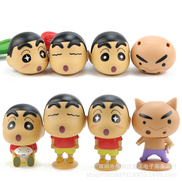 4 crayon toys, shellless capsule toy machine dolls, splicing models, cartoon animation, peripheral car ornaments