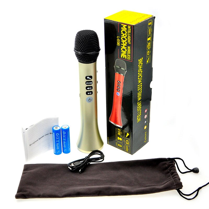 L-698 Professional Karaoke Microphone Wireless Speaker Portable Bluetooth Microphone for Phone Handheld Mic with USB charging. 