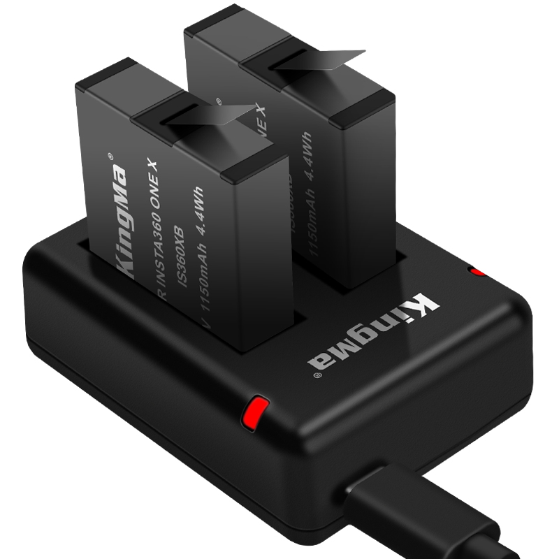 1150 mAh Original Kingma lithium Battery For Insta 360 X Camera +2 Slots usb Cable Fast Charger For Insta360 One X Accessores. 