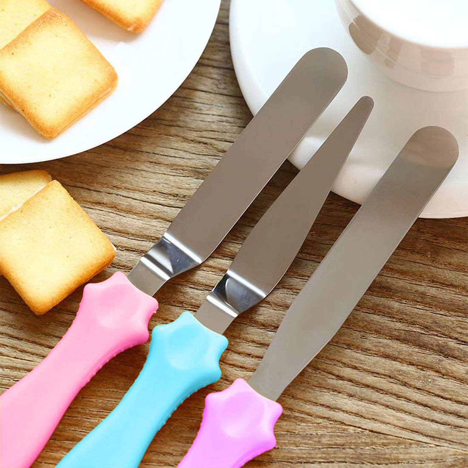 3-in-1 Set of Palette Knife Multi-Function Stainless Steel Cake Icing Spatula Knife Set. 