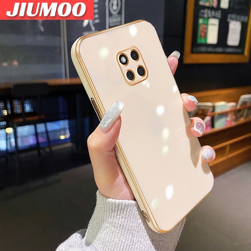 JIUMOO For Huawei Mate 20 Pro Case Macaron Color New Design Soft Silicone Square Phone Case Square Edge Pattern Luxury Plating Silicone Casing Full Cover Camera Shockproof Protection Case. 