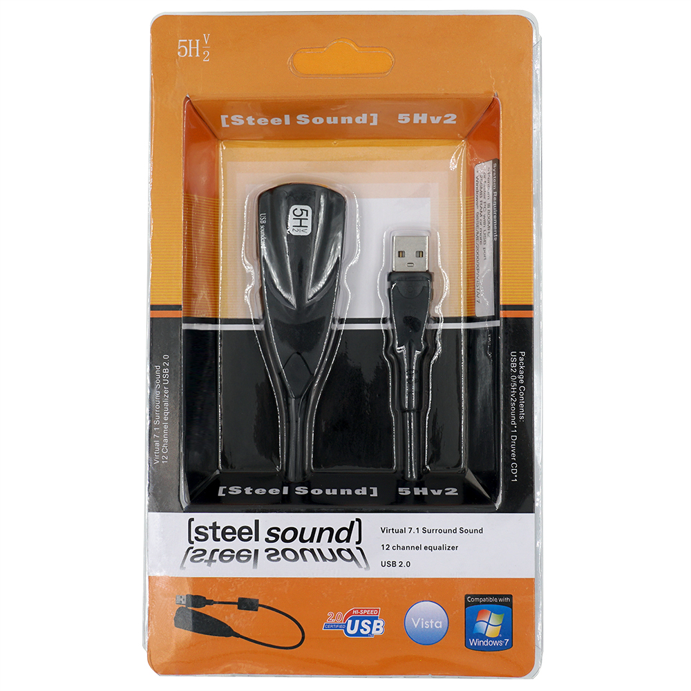 Steel Sound High Quality 5Hv2 USB2.0 Virtual 7.1 Channel 3D External Sound Card Adapter Driver. 