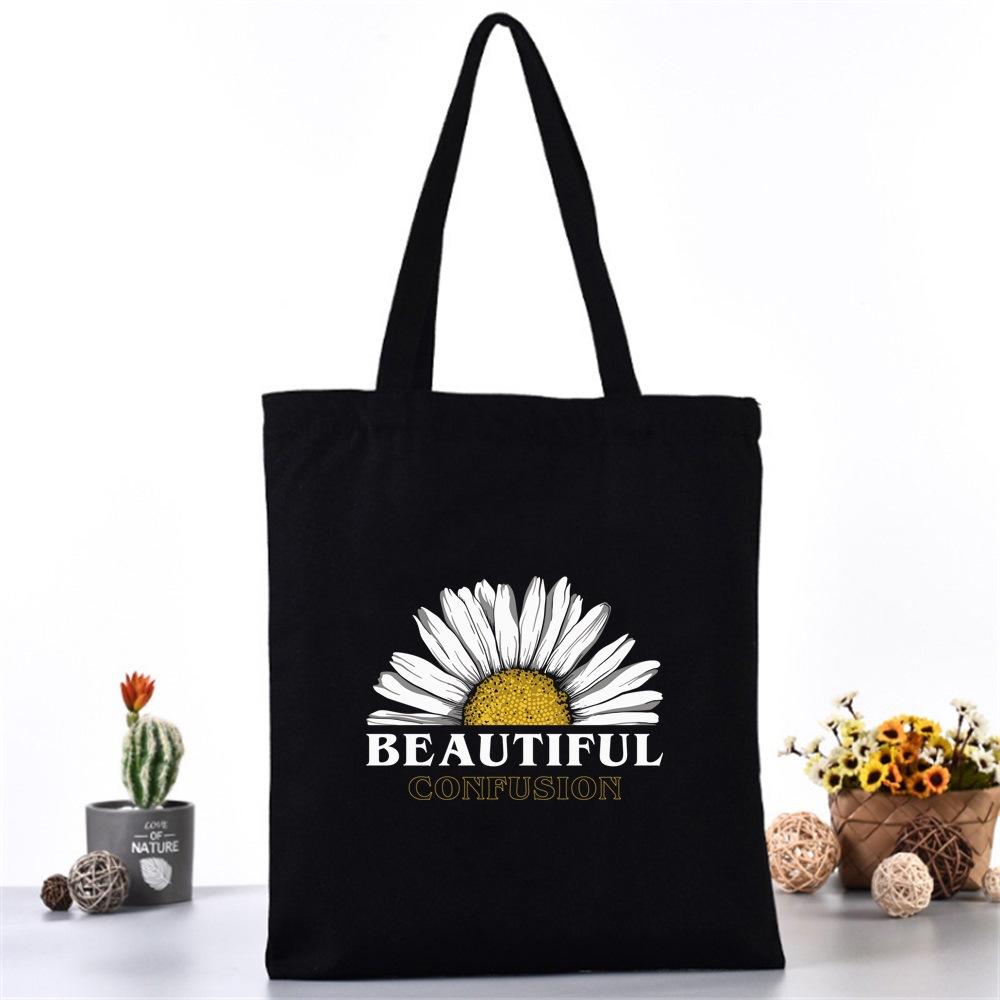 Versatile Shoulder Bag Multi-functional Handbag Canvas Shoulder Bag Daisy Print Handbag Printed Tote Bag. 