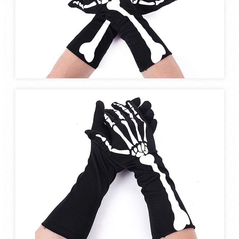2 Pairs Halloween Skeleton Gloves with Skeleton Arm Sleeve Gloves. 