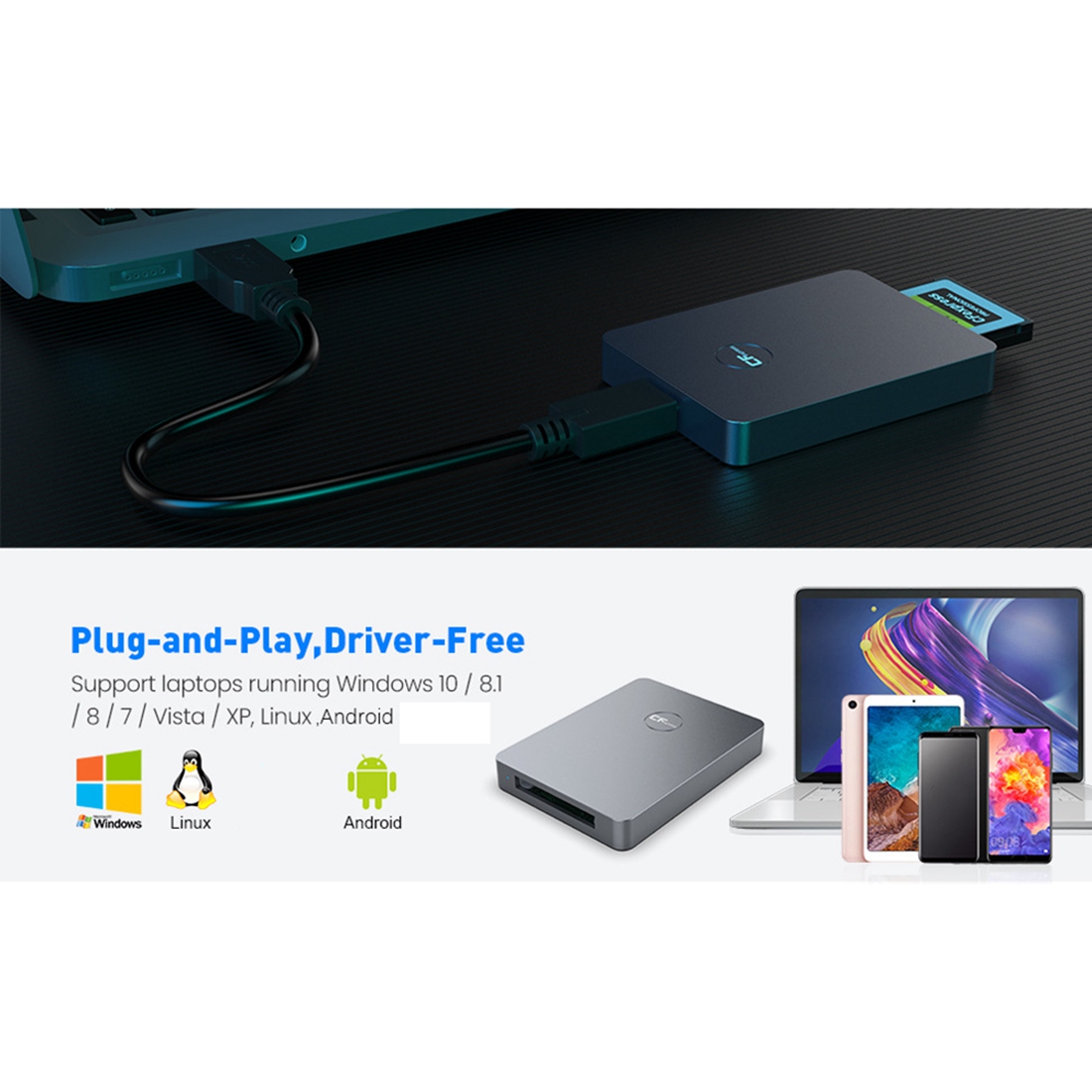For SLR CR316 CFexpress Card Reader USB3.1 Gen2 Type B C Adapter. 