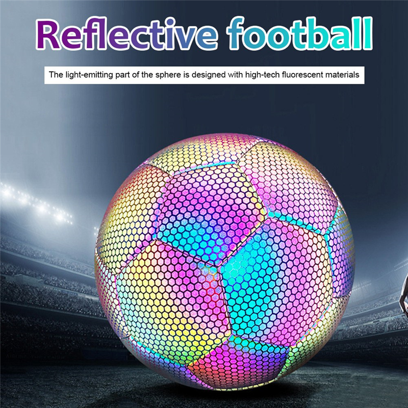 Holographic Soccer Ball - Glow in the Dark, Reflective, Size 5 - Perfect for Kids Easy Install Easy to Use