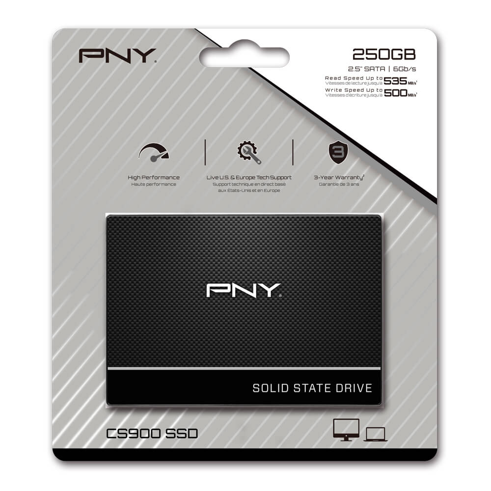 PNY CS900 250GB 2.5-inch SATA III SSD - Sequential Read of up to 535MB/s and Write of up to 500MB/s - 250GB SSD - SSD For Laptop Desktop. 