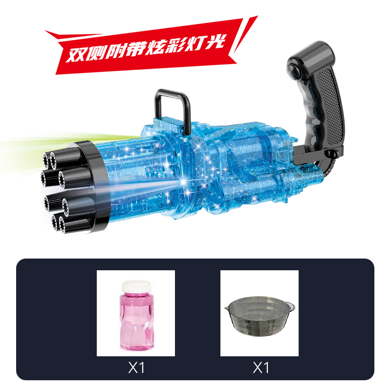 Stall Hot Sale 8 Hole Light Gatling Bubble Gun Children's Toy Electric Luminous Bubble Machine Toys Wholesale