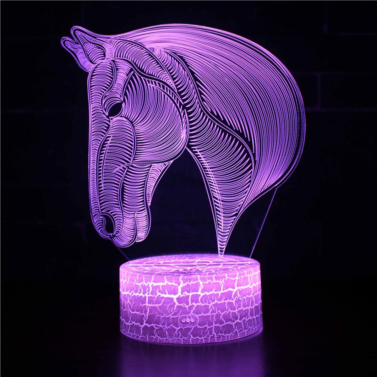 Horse Style 3D Night Lights 7 Color LED Chang Touch/Remote Control Table Lamp For Home Room Decor USB Illusion Gift Lamp