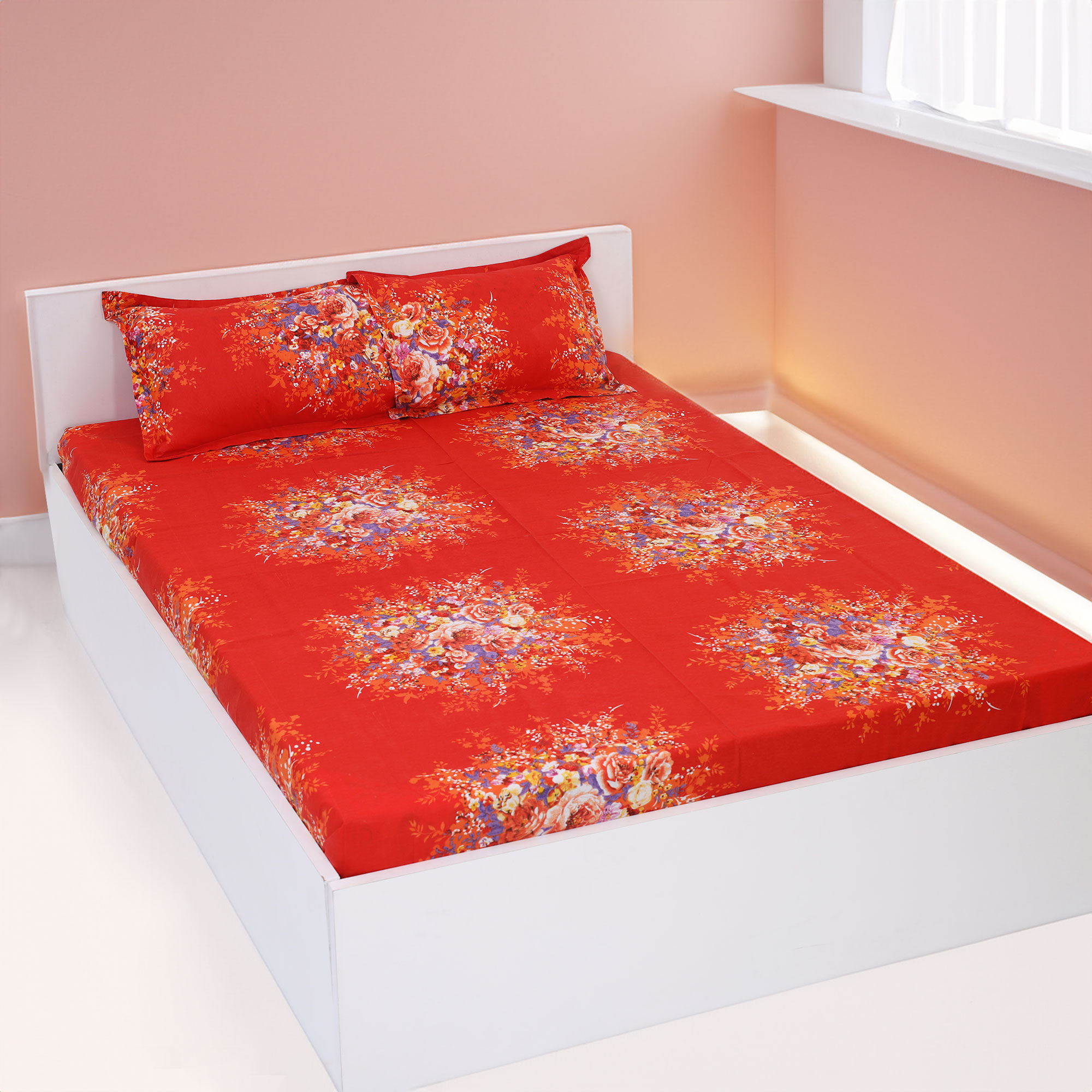 Digital Home Tex 8.5/7.5 Feet Double Size Bedsheet with Two Pillow Covers - Elegant Design - Cozy Bedding - Stylish and Attractive Choice. 