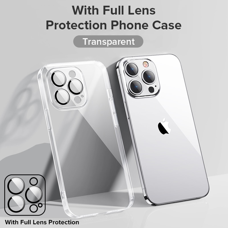 【Say goodbye pon】 Joyroom Plating Phone Case For iPhone 14 13 12 Pro Max Soft TPU Clear Case Shockproof with Lens film Full Protection. 