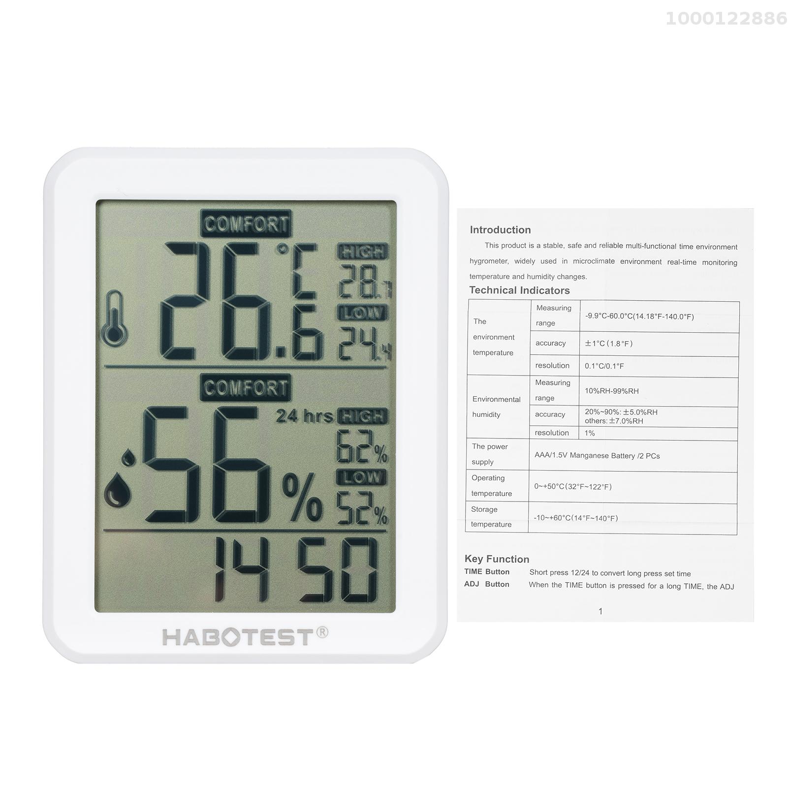 KKmoon HABOTEST Mini Digital Hygrometer and Thermometer Indoor Humidity Meter Room Temperature Sensor with Stand and Hole Temperature and Humidity Monitor Gauge for Home Greenhouse Garden Cellar Closet Guitar Case