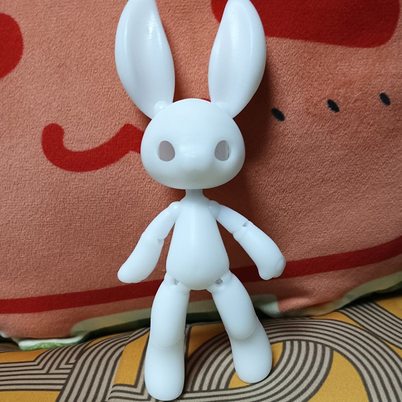 New 14.5cm Height 3D Printed Resin Rabbit Doll Pet Multi Joint Movable 1/12 Bjd Girl Dress Up Toy. 