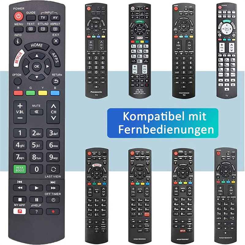 TV Remote Control for Panasonic TV for Panasonic Viera LCD LED 3D TV with Netflix, My App Buttons. 