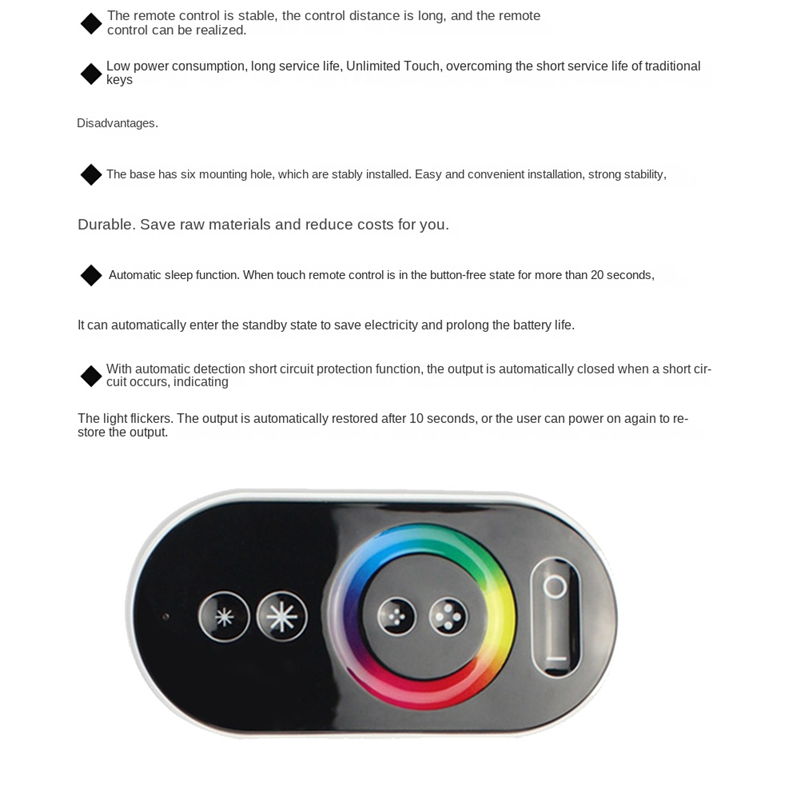 GT666 RGB LED LED Strip Controller Wireless RF Touch Remote DC 12V 24V 18A 3 Channels Lights Tape Dimmer Switch. 