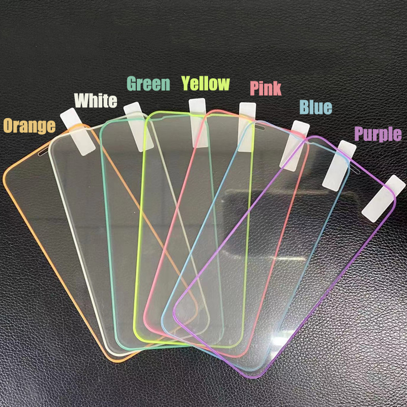 Luminous Screen Protector 3 Pieces Luminous 7 SE R X 8 1 XS X13 Min for iPhone 15 Pro Max 14 Plus i 12 1 Tempered Glass Color Film. 