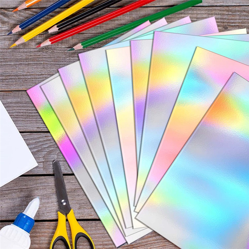 Metallic Holographic Card Shiny Mirror Paper Sheets Replacement Accessories Reflective Post Board Size 8.5 X 11 Inch 50 Pack. 