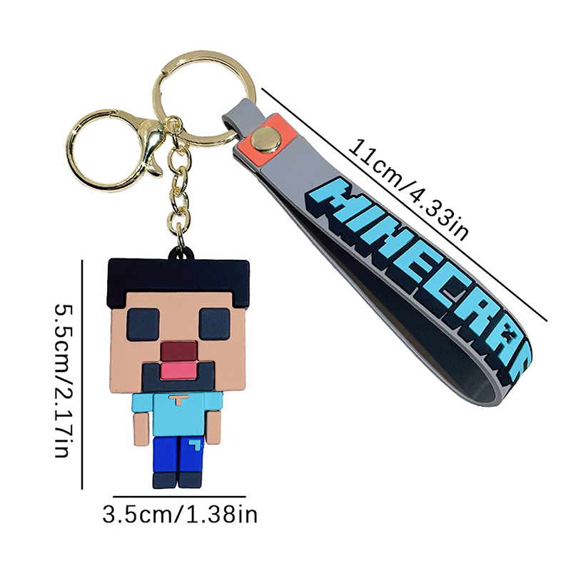 New 3D Game Minecraft PVC Keychain Ainme Steve Creeper My World Character Pendant Keychain Cute Bag Car Hanging Keyring For Fans Cherry Super Store. 