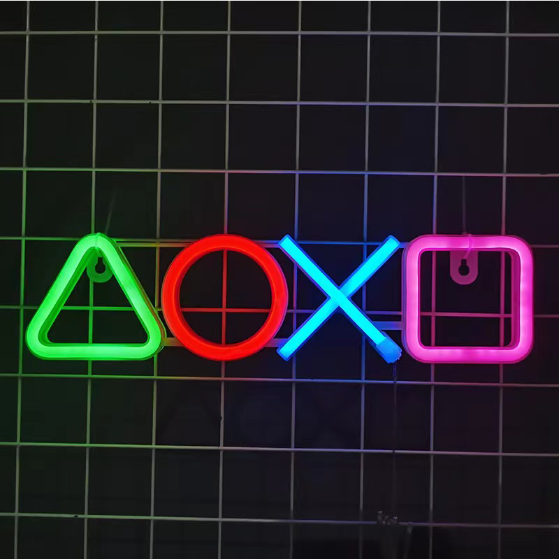 for PS4/PS5 Game Icon Lamp Sign Pixel modeling Lampstand Table top atmosphere led night light Esports room Background Decoration. 