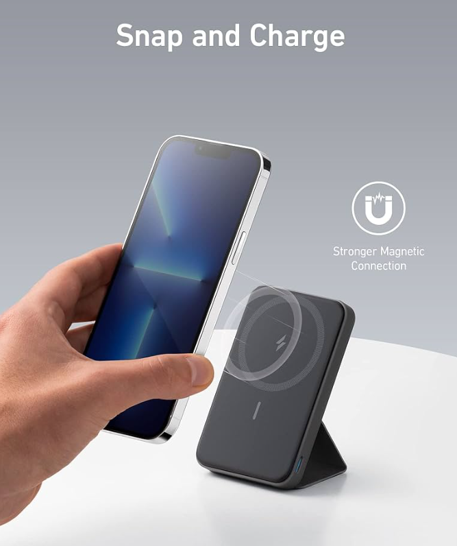 Anker A1614 Magnetic Power Bank 5000mAh Foldable Magnetic Wireless Portable Charger with Stand. 