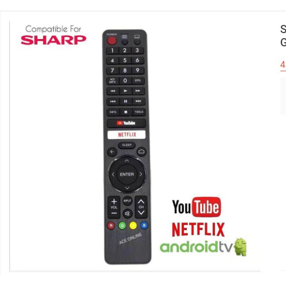 SHARP LED/Android TV /Smart TV Remote Control 326 Compatible With GB326WJSA, GB238WJSA,GB105WJSA, GA806WJSA, GA840WJS no voice replacment. 
