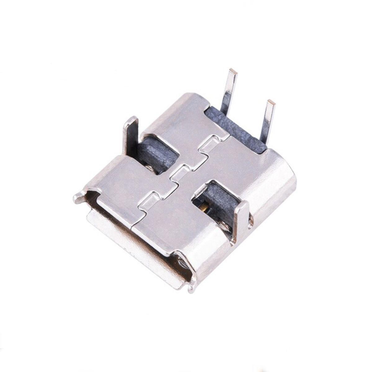 10Pcs- 2Pin MICRO USB Female Socket Type-B 2 Pin Leads Female DIP Power Socket Connector Micro USB Panel Mount Without Cables For Charging Socket LED Light DIY